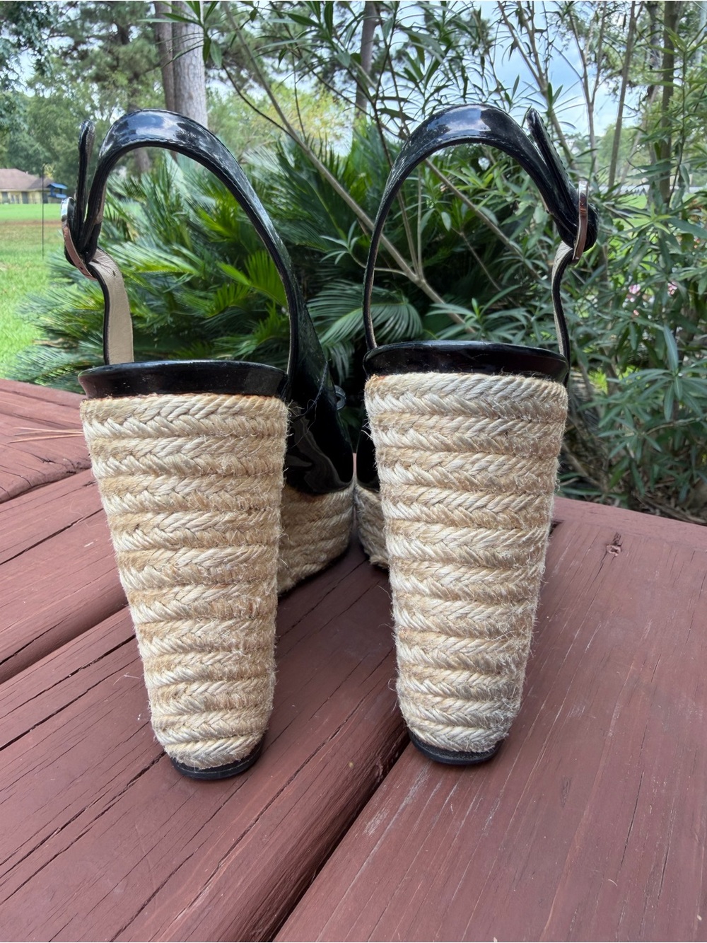 2010 Christian Dior Black Patent Bow Espadrille Wedges 8.5 $795 - Picture 7 of 9